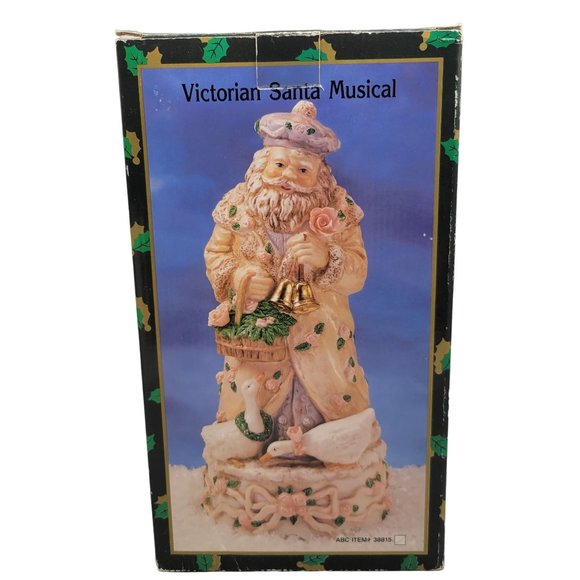Victorian Santa Musical Porcelain Bisque Santa Claus Geese Roses Bells - Picture 10 of 11